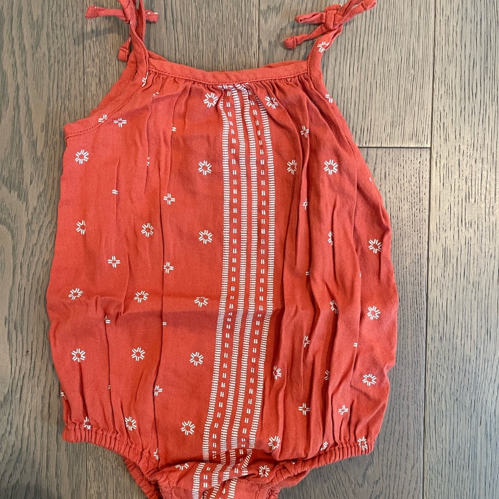 Old navy rust orange embroidered romper